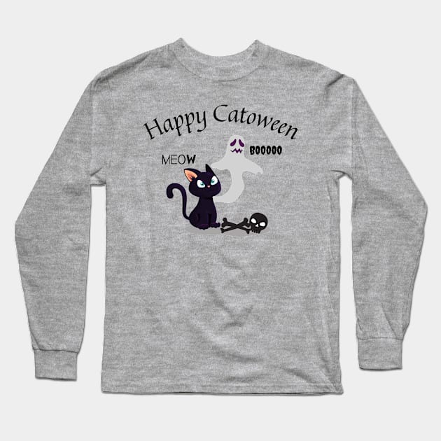 Meow I mean BOO! Catoween Long Sleeve T-Shirt by UPSTORE-TP